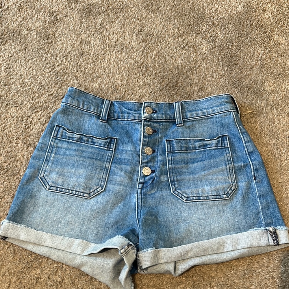 Madewell high waisted button up jean shorts